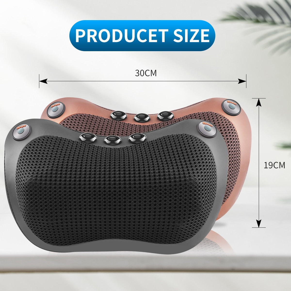 Massage Pillow - 3 Speeds Head, Neck, Back & Shoulder Massager