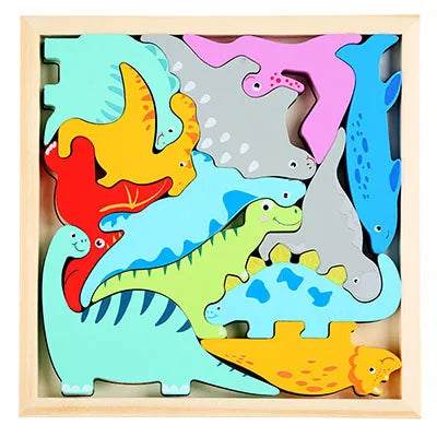 Colorful 3D Wooden Tangram Puzzle for Kids