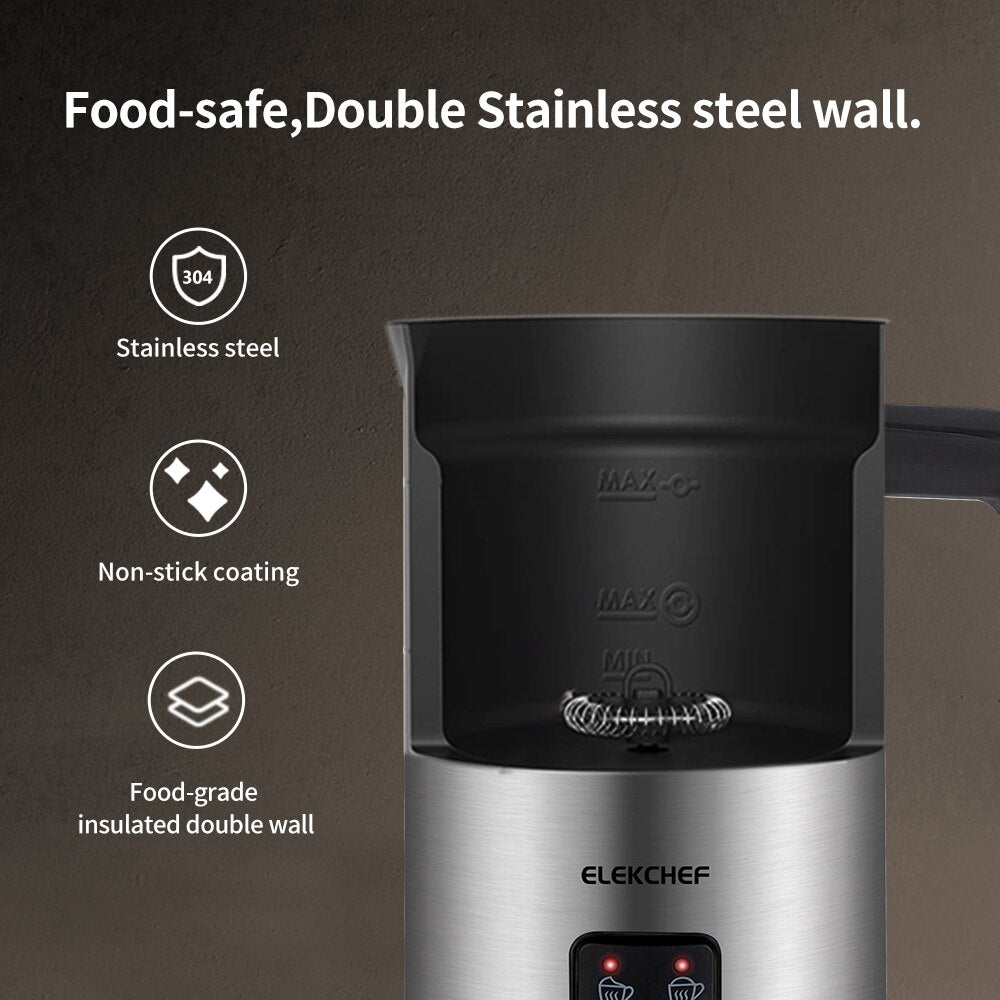 ELEKCHEF 4-in-1 Coffee Milk Frother and Warmer - Perfect for Latte, Cappuccino, and More