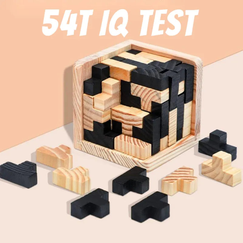 3D Wooden Cube Puzzle Educational Toy for Kids