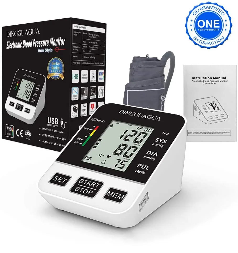 Automatic Upper Arm Blood Pressure Monitor with Digital Cuff and Pulse Rate Monitoring