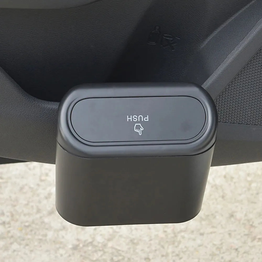1L Car Interior Mini Trash Bin with Storage Tray and Clip Stand