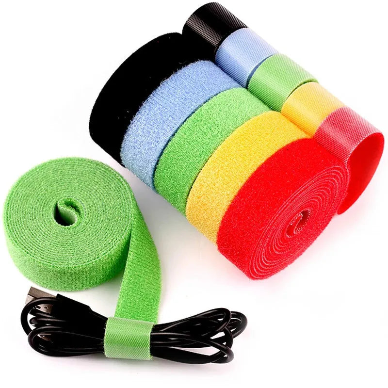 LLD Cable Organizer for iPhone, Micro USB, and Type C Cables - 1M Red Velcro