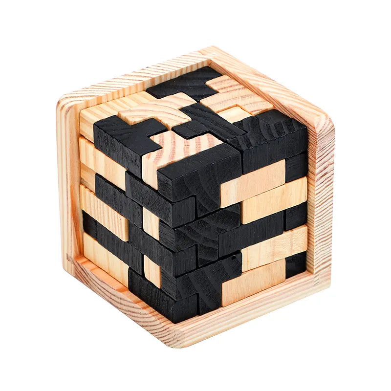 3D Wooden Cube Puzzle Educational Toy for Kids