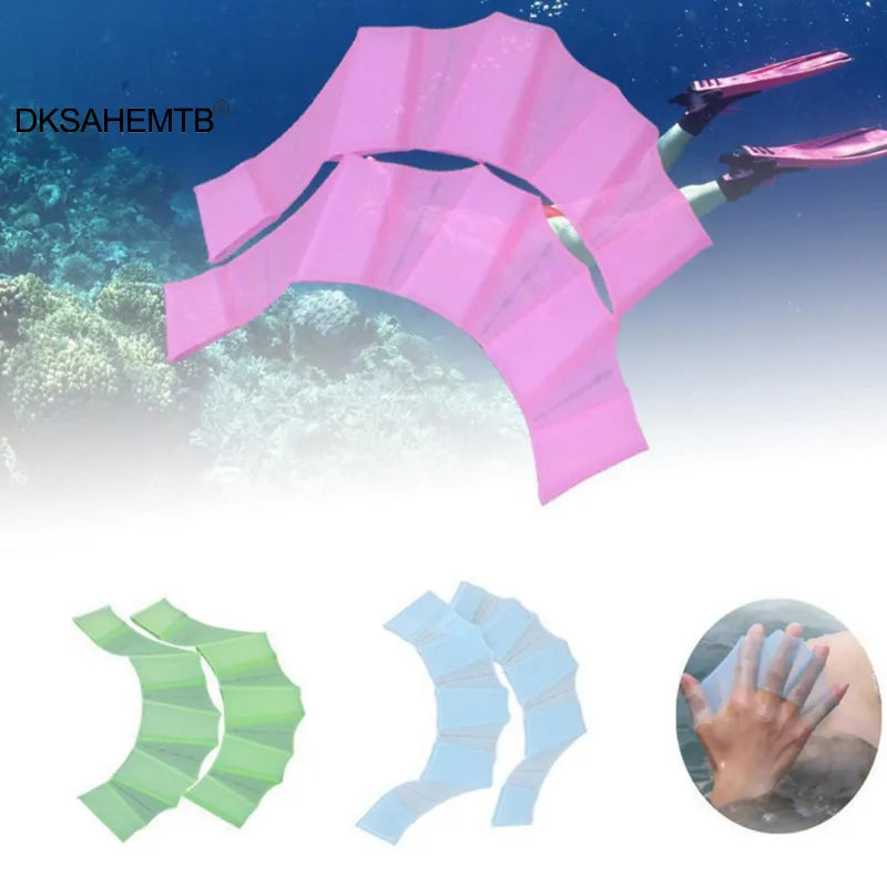 Unisex Frog-Style Silicone Hand Swimming Fins with Finger Webbed Gloves