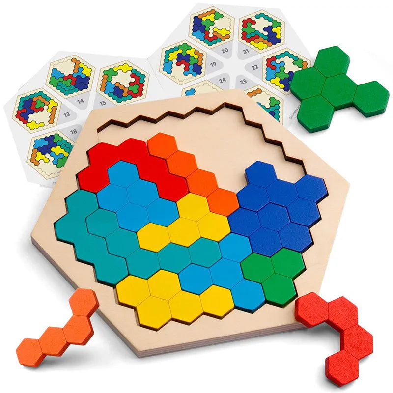 Colorful 3D Wooden Tangram Puzzle for Kids - 2