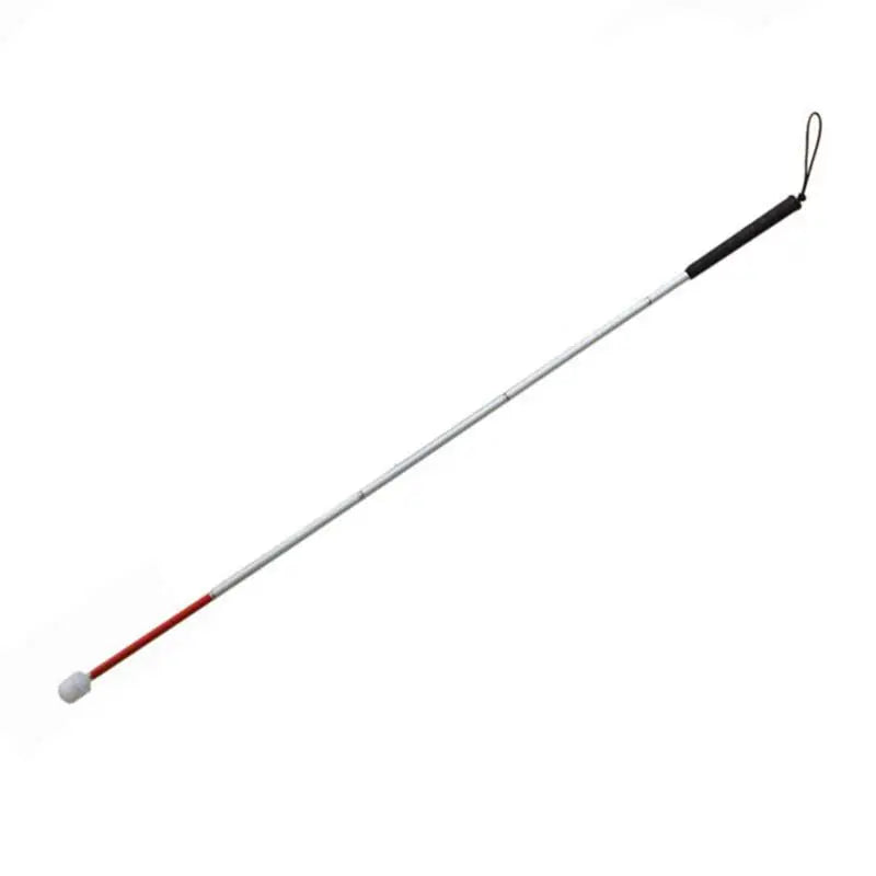 360° Rotating Wheel Blind Guide Cane with White Head - Folding Aluminum Alloy Stick