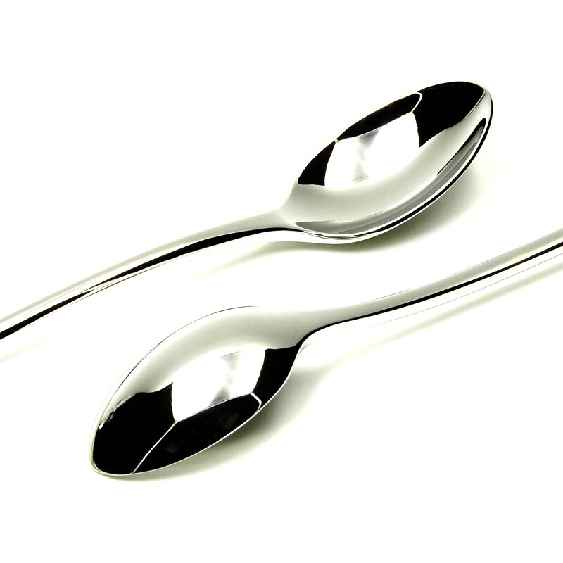 6-Piece Silver Stainless Steel Long Handle Spoon Set - European Tableware