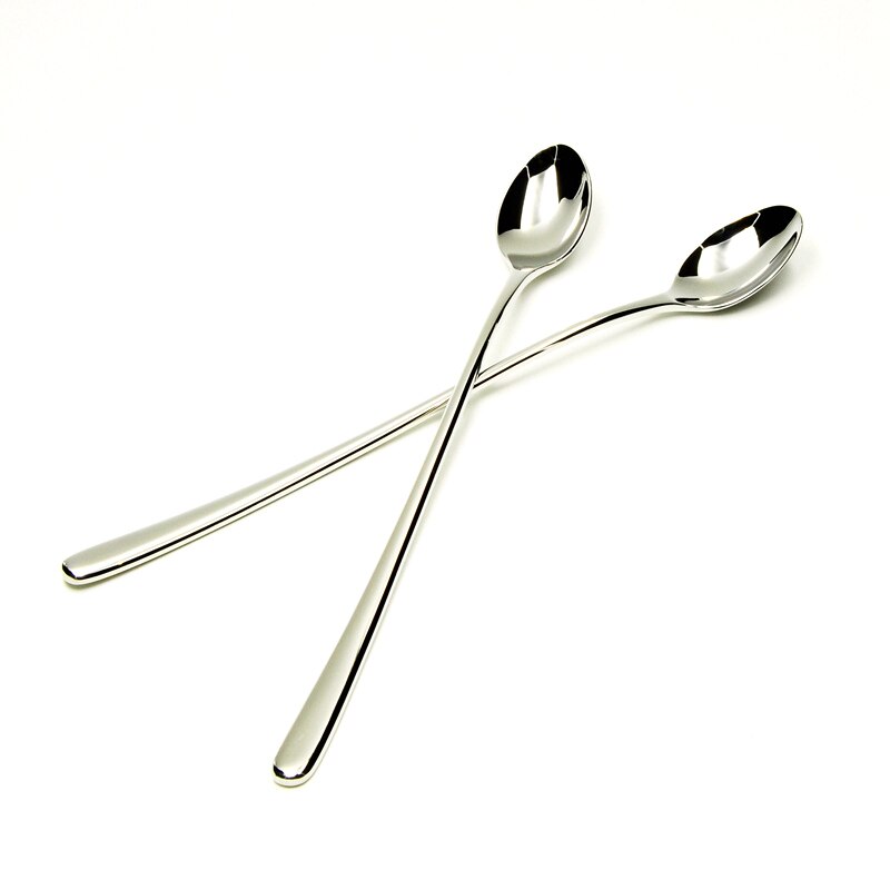 6-Piece Silver Stainless Steel Long Handle Spoon Set - European Tableware
