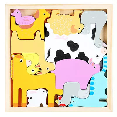 Colorful 3D Wooden Tangram Puzzle for Kids