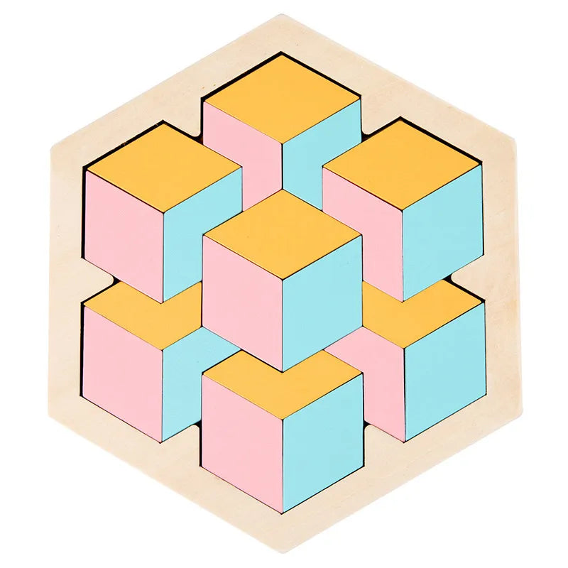 Colorful 3D Wooden Tangram Puzzle for Kids