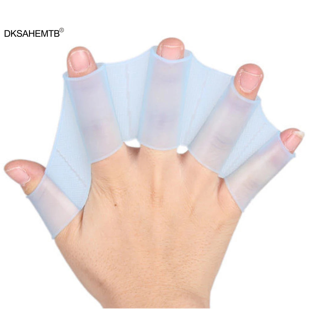 Unisex Frog-Style Silicone Hand Swimming Fins with Finger Webbed Gloves