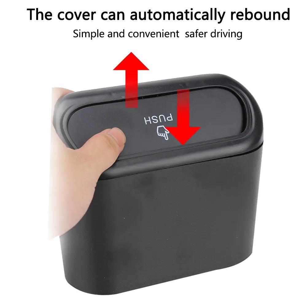 1L Car Interior Mini Trash Bin with Storage Tray and Clip Stand