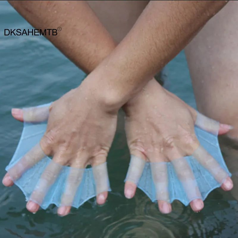 Unisex Frog-Style Silicone Hand Swimming Fins with Finger Webbed Gloves