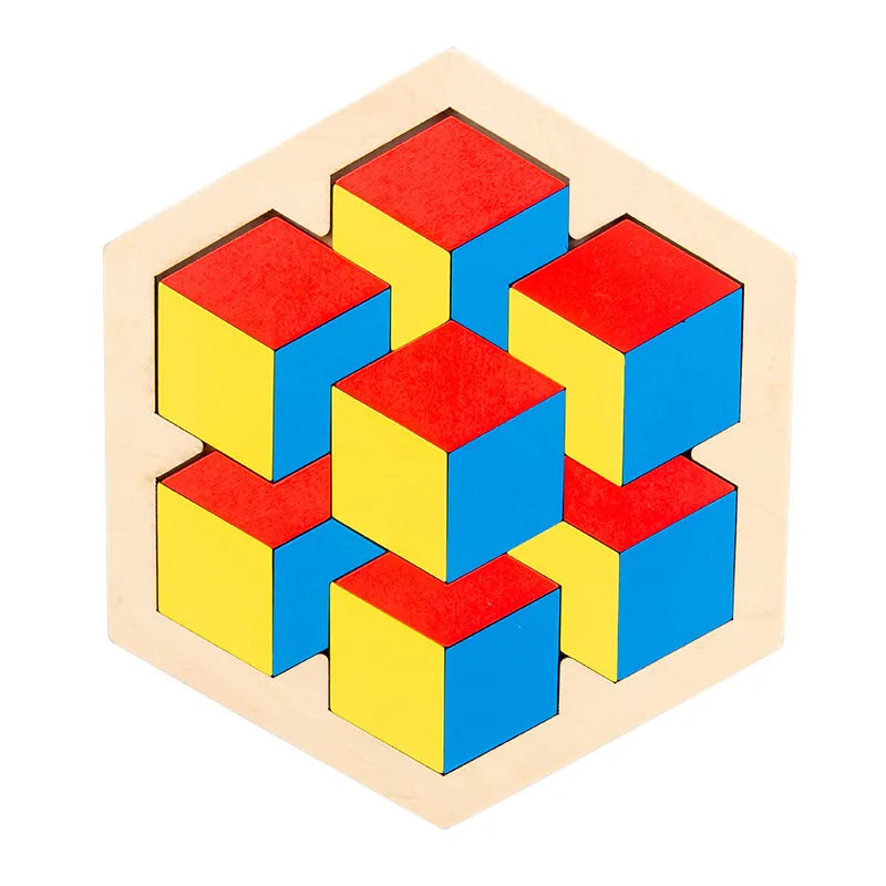 Colorful 3D Wooden Tangram Puzzle for Kids