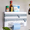 4-in-1 Kitchen Organizer - Paper Towel, Cling Film, Sauce Bottle, and Tin Foil Holder - Khaki