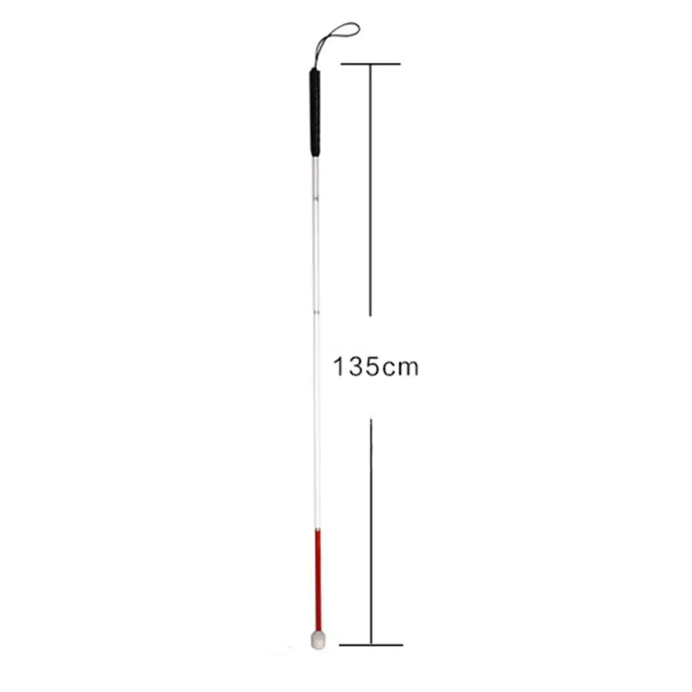 360° Rotating Wheel Blind Guide Cane with White Head - Folding Aluminum Alloy Stick
