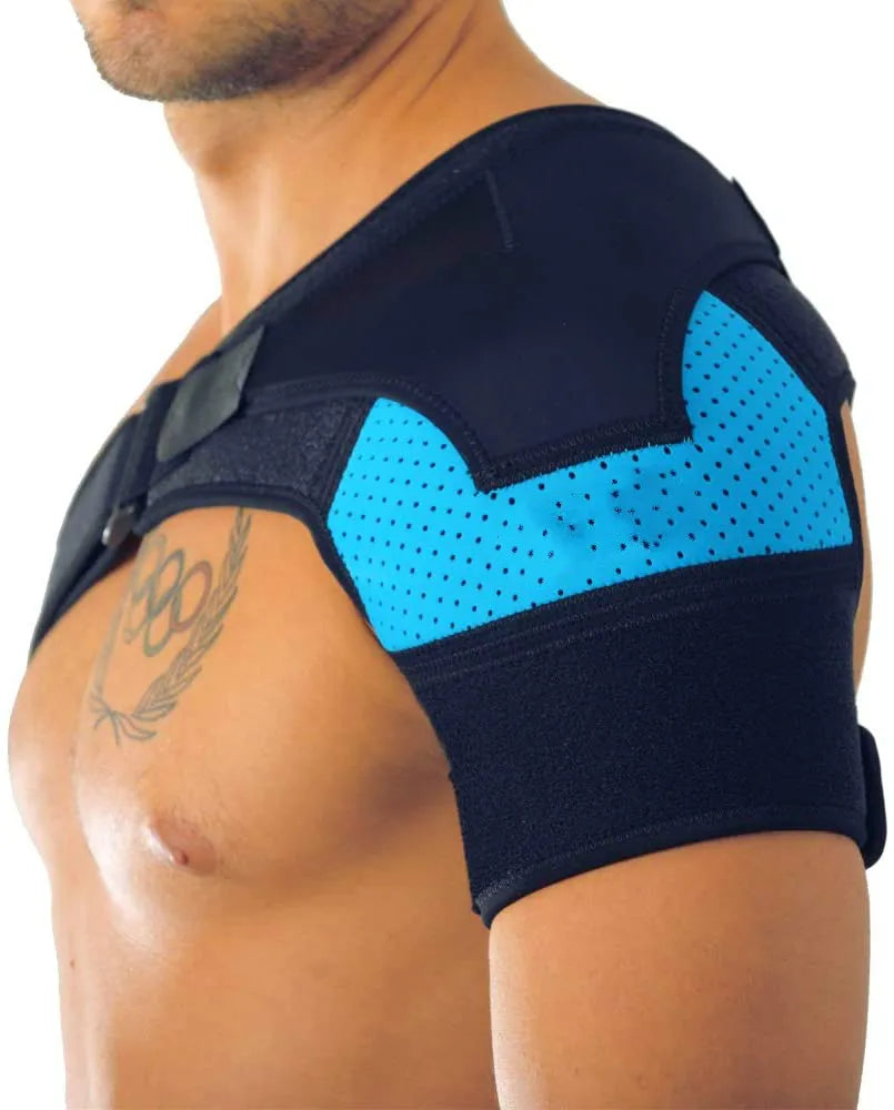 Neoprene Shoulder Brace with Pressure Pad and Ice Pack - Yellow