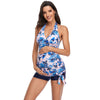 Maternity Long Swimsuit with Flower Pattern for Pregnant Women