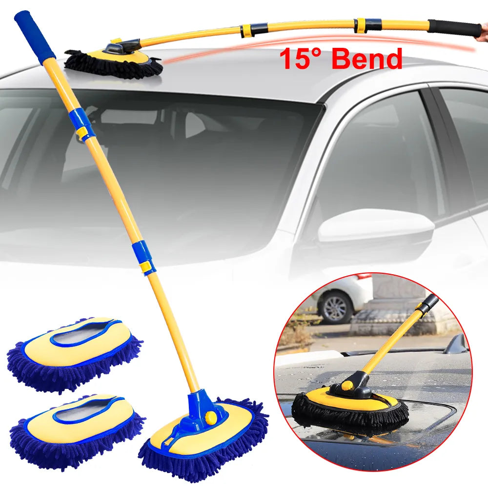 Telescopic Long Handle Car Cleaning Brush with Super Absorbent Chenille Bristles