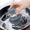 2-in-1 Kitchen Cleaning Brush with Removable Sponge Dispenser - Gray