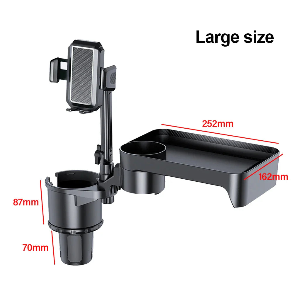 Dual Cup Holder Expander Tray with Phone Holder for Car Seats