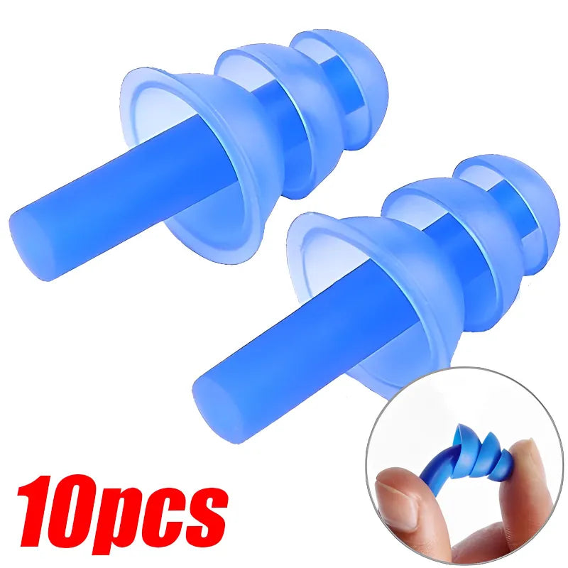 10PCS Reusable Soft Silicone Earplugs for Swimming and Noise Reduction - 2PCS