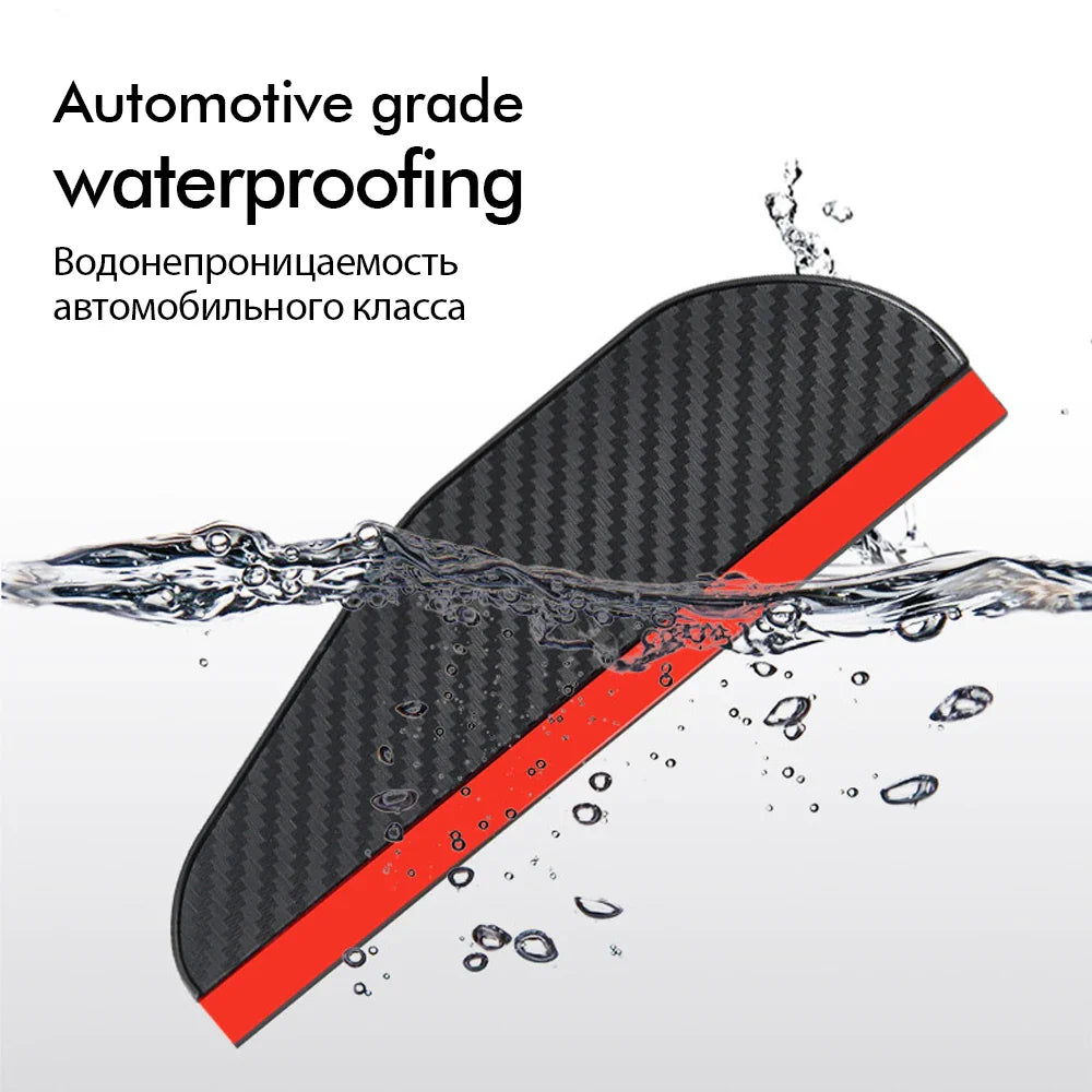 2PCS Carbon Fiber Car Rearview Mirror Rain Eyebrow Protectors for Clear Vision