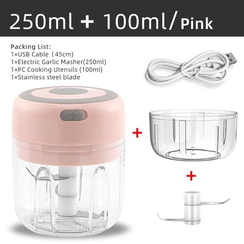 Electric Mini Food Chopper - USB Portable Kitchen Gadgets for Garlic, Meat, and Vegetables
