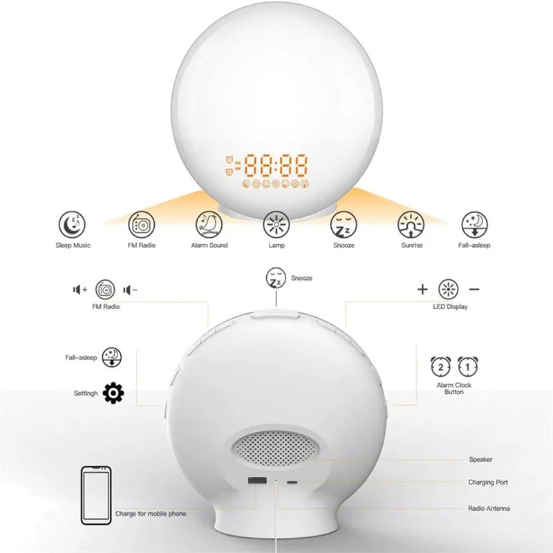 Sunrise Simulation Alarm Clock with FM Radio, RGB Light