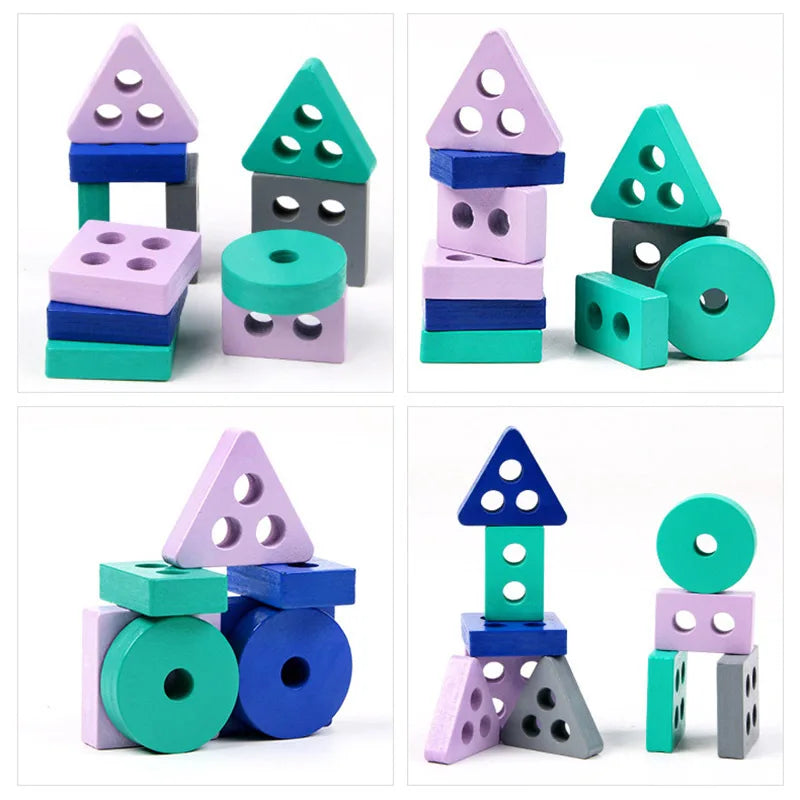 Mini Montessori Wooden Building Blocks