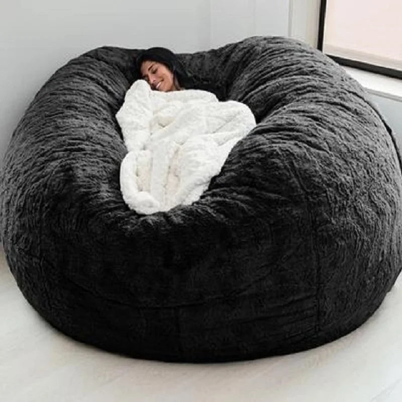Soft and Warm 180x90cm Fur Bean Bag Bed Cover for Comfortable Living Room Furniture
