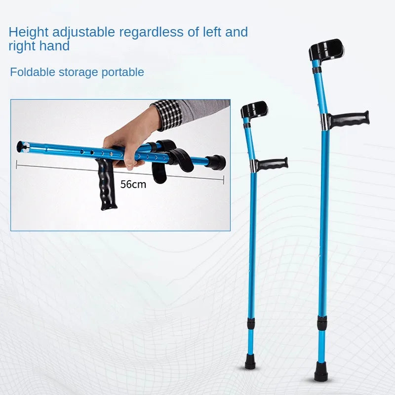Portable Aluminum Alloy Folding Underarm Cane for Disabled Seniors