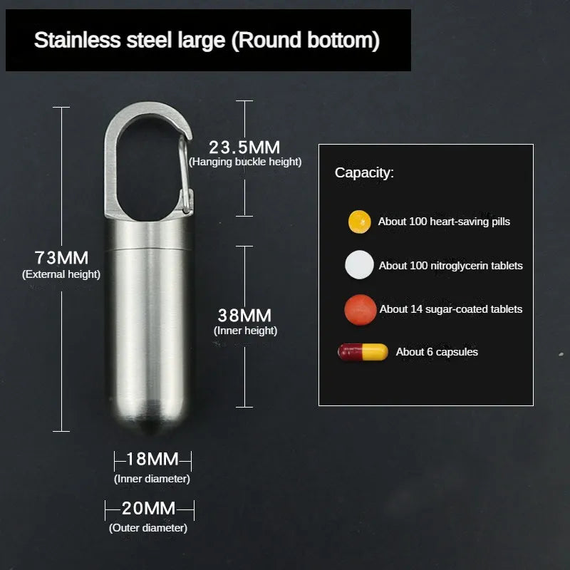 Portable Stainless Steel Waterproof Pill Box for Travel