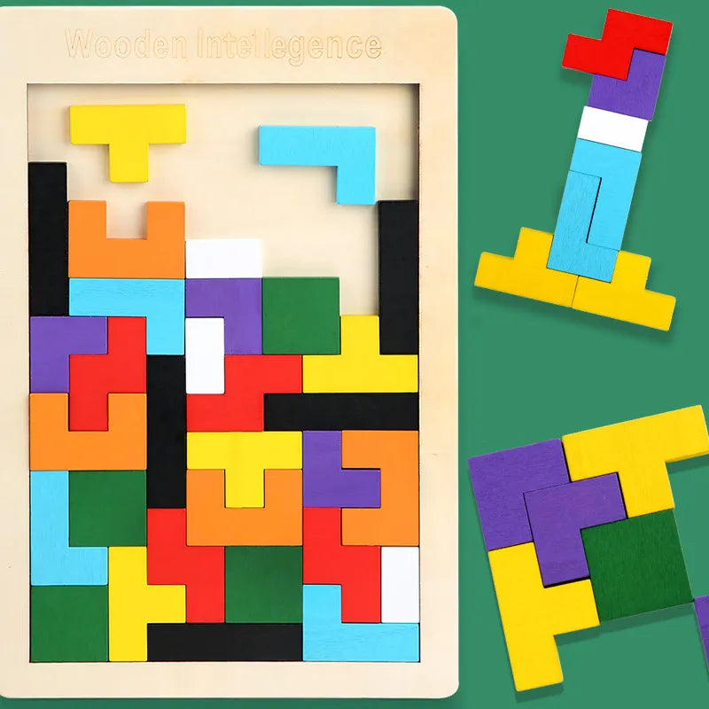 3D Wooden Puzzle Toy for Children - Color and Shape Cognition Brain Game - Type 7