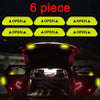 6-Piece Reflective Car Warning Sticker Set for Various Models