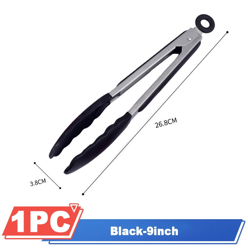 Silicone BBQ Grilling Tongs - Non-Stick Kitchen Cooking Utensils