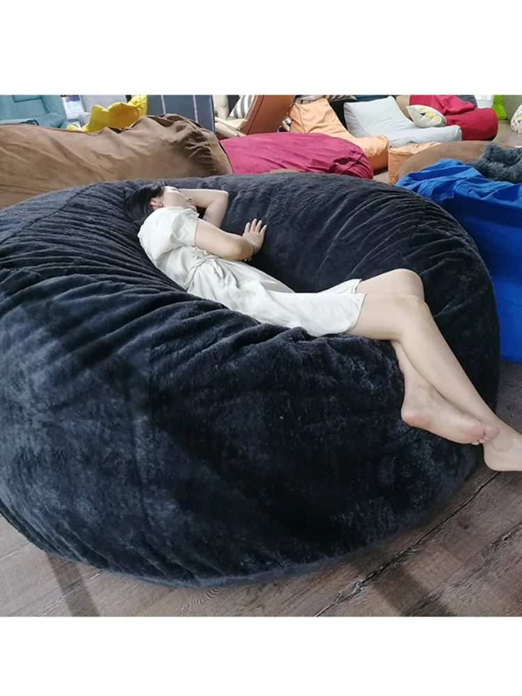 Soft and Warm 180x90cm Fur Bean Bag Bed Cover for Comfortable Living Room Furniture