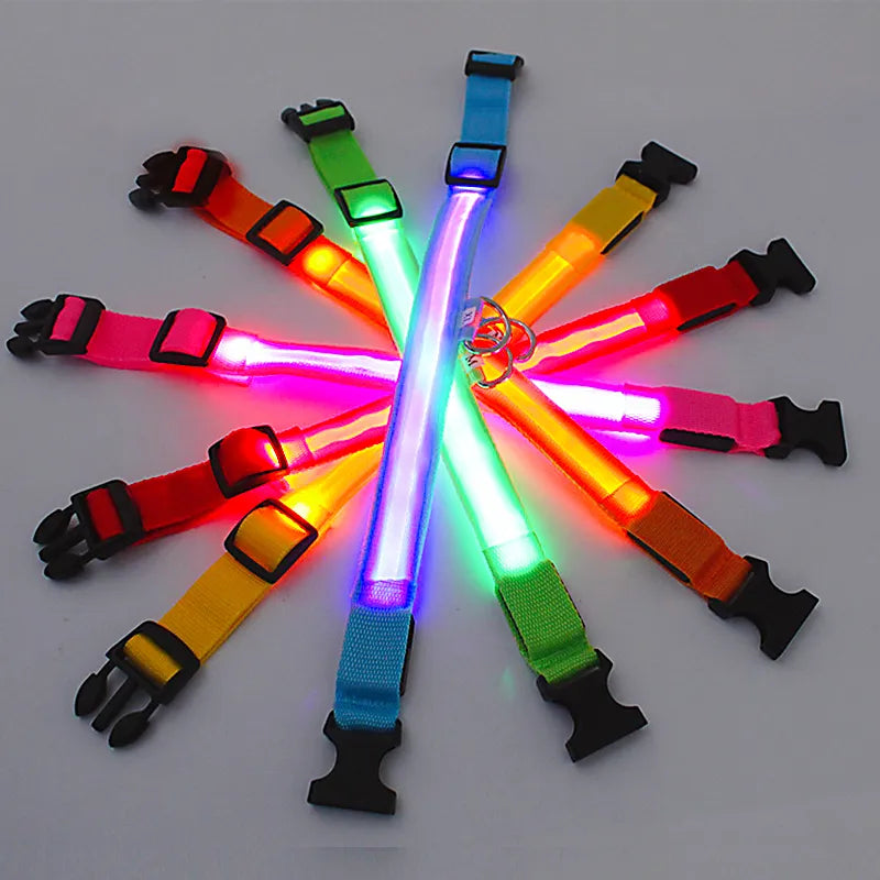 Adjustable LED Glowing Dog Collar for Night Safety
