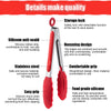 Silicone BBQ Grilling Tongs - Non-Stick Kitchen Cooking Utensils