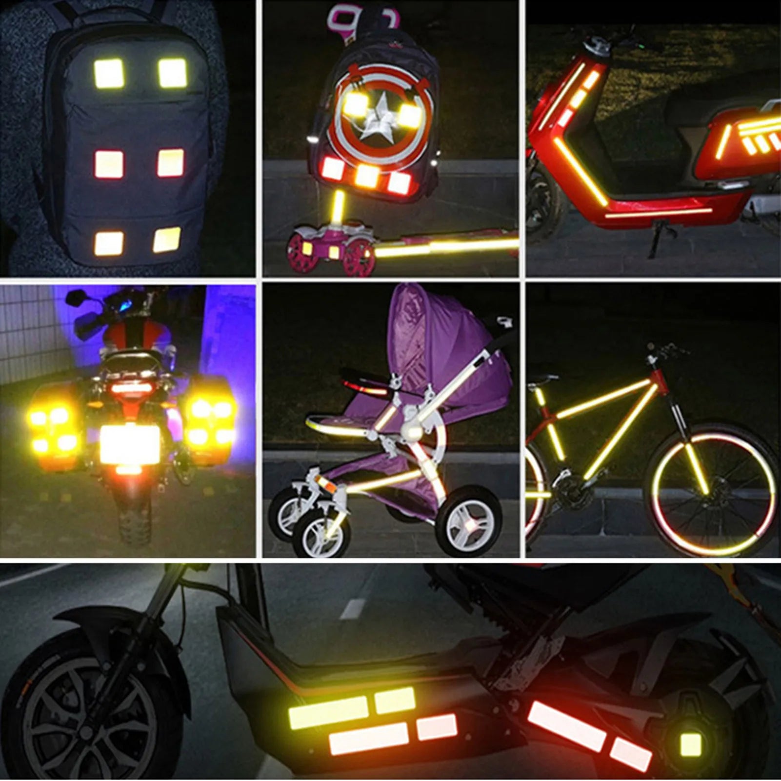 6-Piece Reflective Car Warning Sticker Set for Various Models
