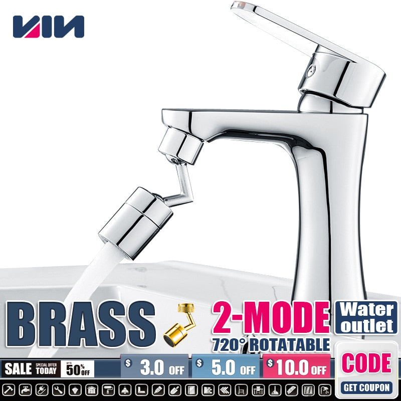 720° Rotatable Brass Faucet Sprayer Head with Splash Filter - Plastic material