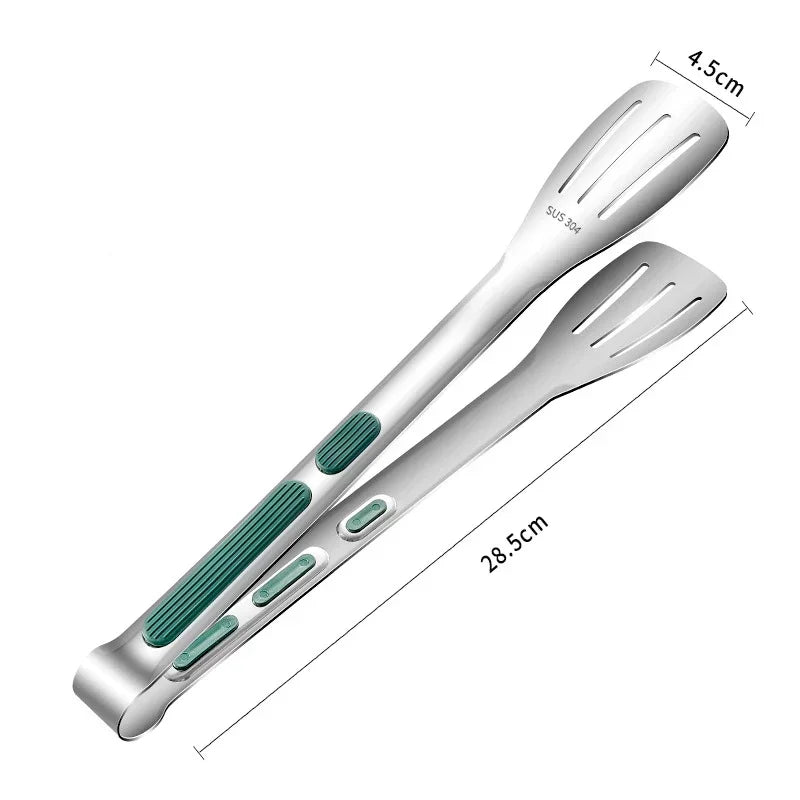 Non-Slip Stainless Steel Kitchen Food Tongs in Various Sizes