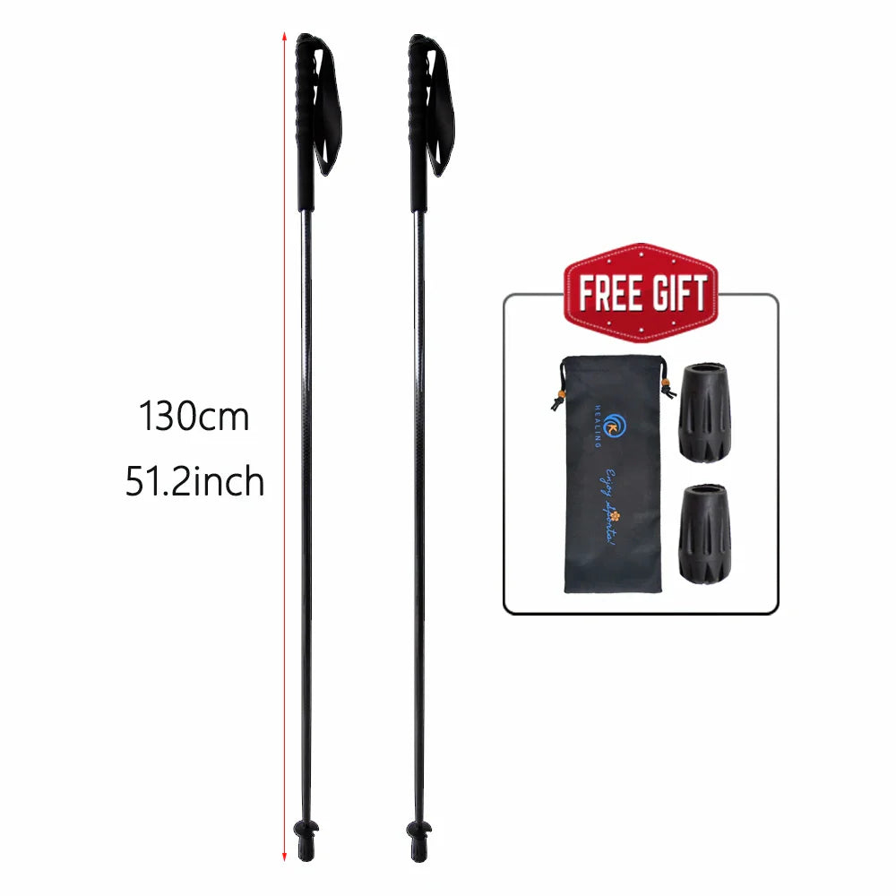 Carbon Fiber Trekking Poles with Diamond Twill Pattern - Portable Folding Hiking Sticks