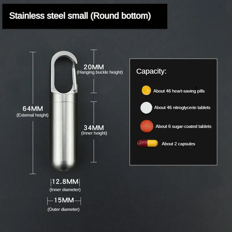 Portable Stainless Steel Waterproof Pill Box for Travel