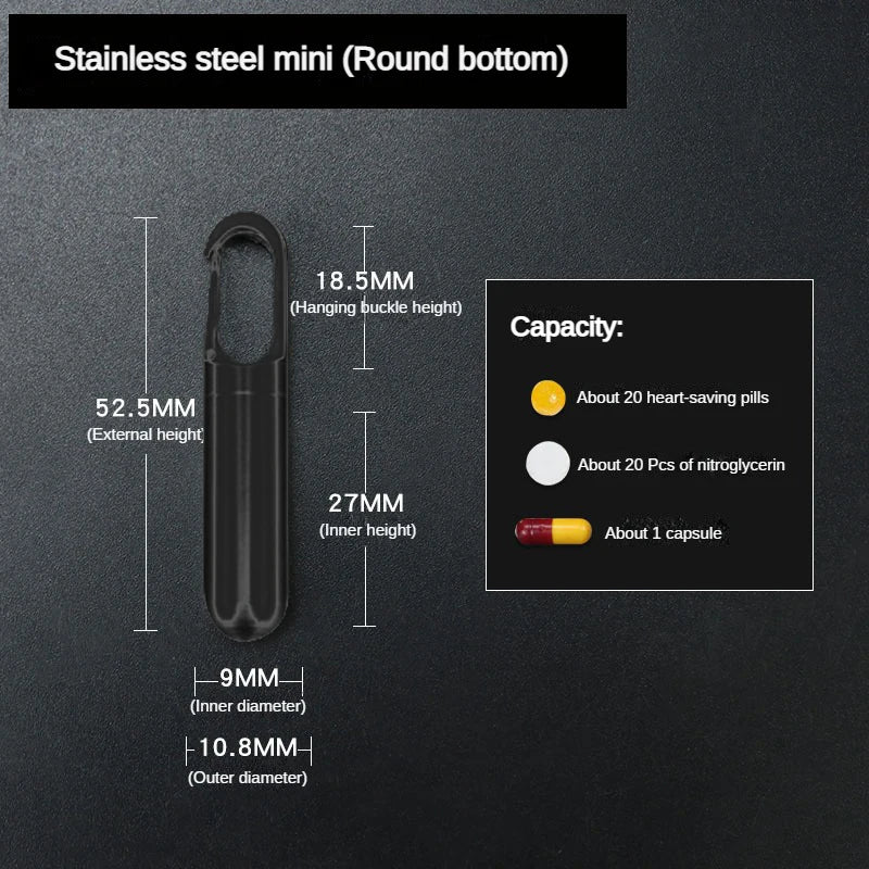 Portable Stainless Steel Waterproof Pill Box for Travel