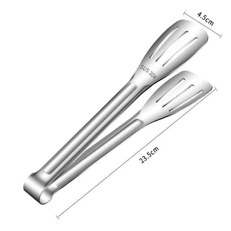 Non-Slip Stainless Steel Kitchen Food Tongs in Various Sizes