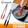 Silicone BBQ Grilling Tongs - Non-Stick Kitchen Cooking Utensils - 12inch Red