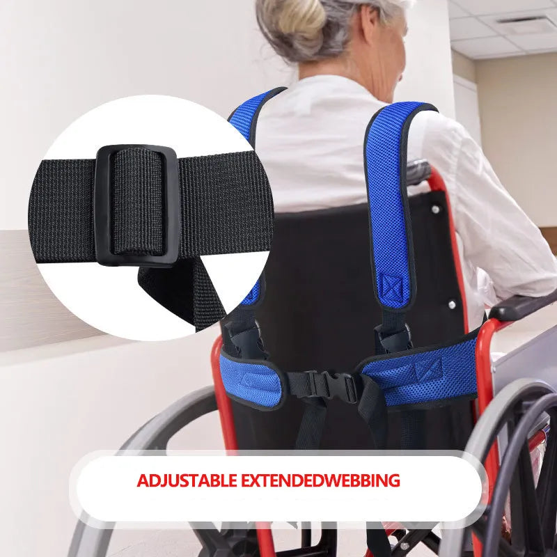 Wheelchair Fall Prevention Safety Seat Belt with Shoulder Fixing Straps for Elderly Patients