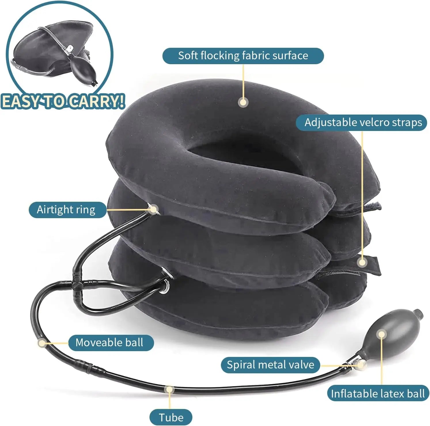 Inflatable Cervical Traction Collar for Neck & Shoulder Pain Relief